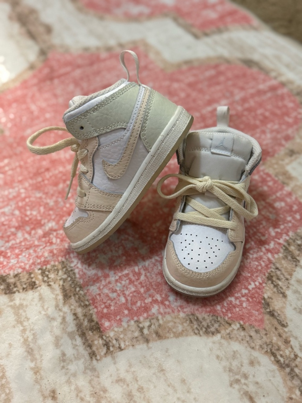 Nike Kids High-Top Sneakers in Cream, White, and Tan
